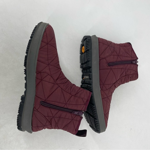 Bogs Women's 9 Snowday  Lo Waterproof Winter Snow Boots Burgundy Side Zip 72697 - Picture 5 of 9